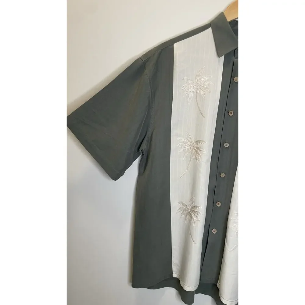 Bamboo Cay Hawaiian Bowling Embroidered Short Sleeve Button Up Shirt Green M - Picture 4 of 12